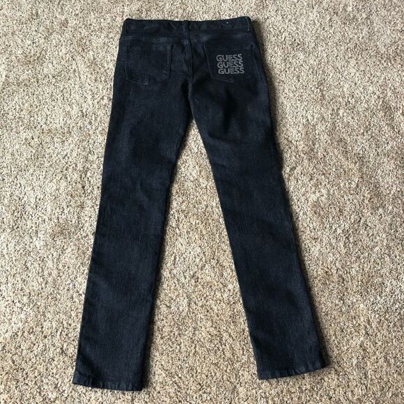 Guess Dark Wash Sarah Low Rise Bling Pockets Skinny Jeans Size 14 Girls - Picture 7 of 10
